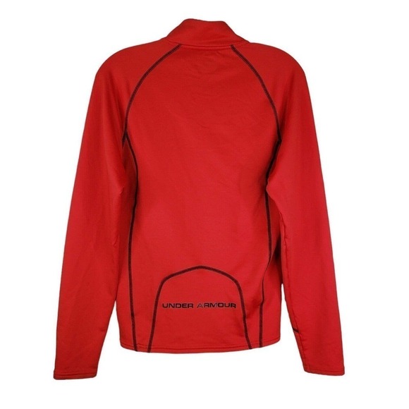 Under Armour Quarter Zip Pullover Long Sleeve Shirt Red Mens Small S Cold Gear - Picture 3 of 9
